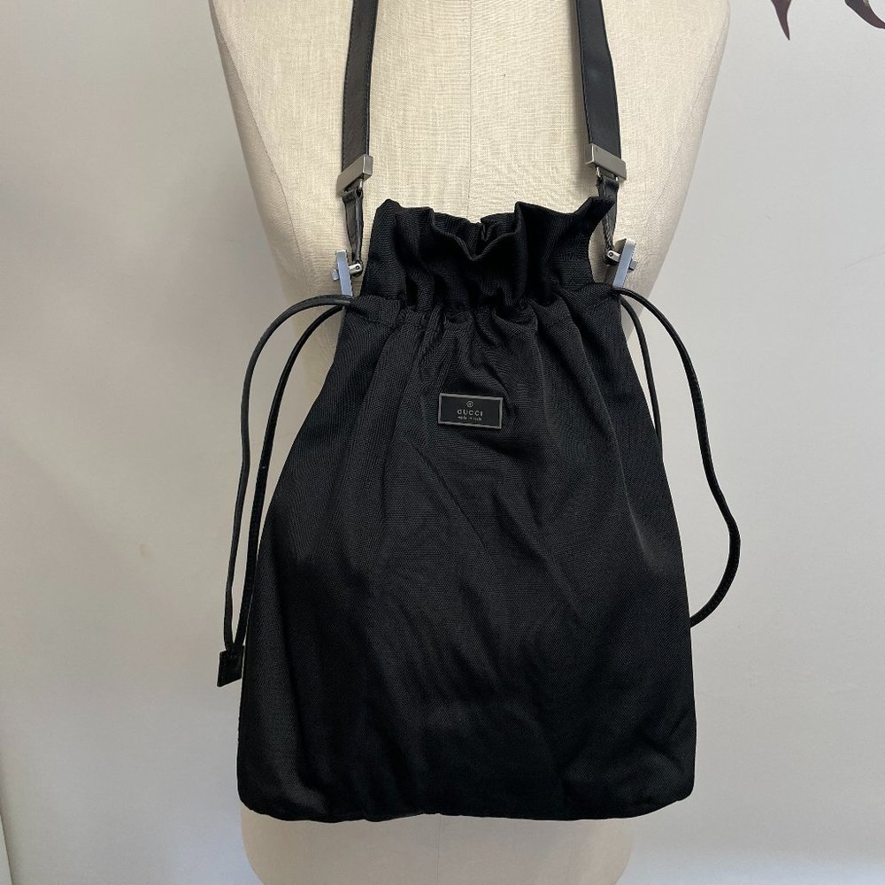 Vintage Gucci Black Nylon Bucket Bag